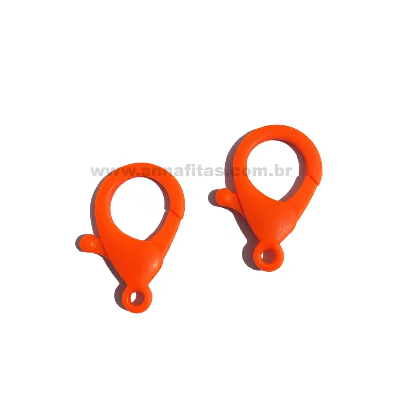 Mosquetão Fecho Lagosta em Plastico para Pulseira 2 unidades de 3,5cm LARANJA NEON