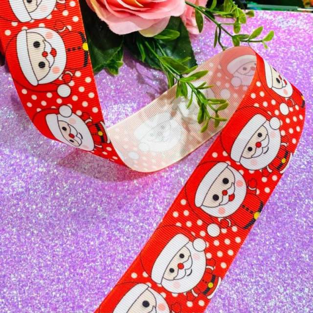 Fita de gorgorão Personalizada de 38mm - P_Papai Noel F vermelho