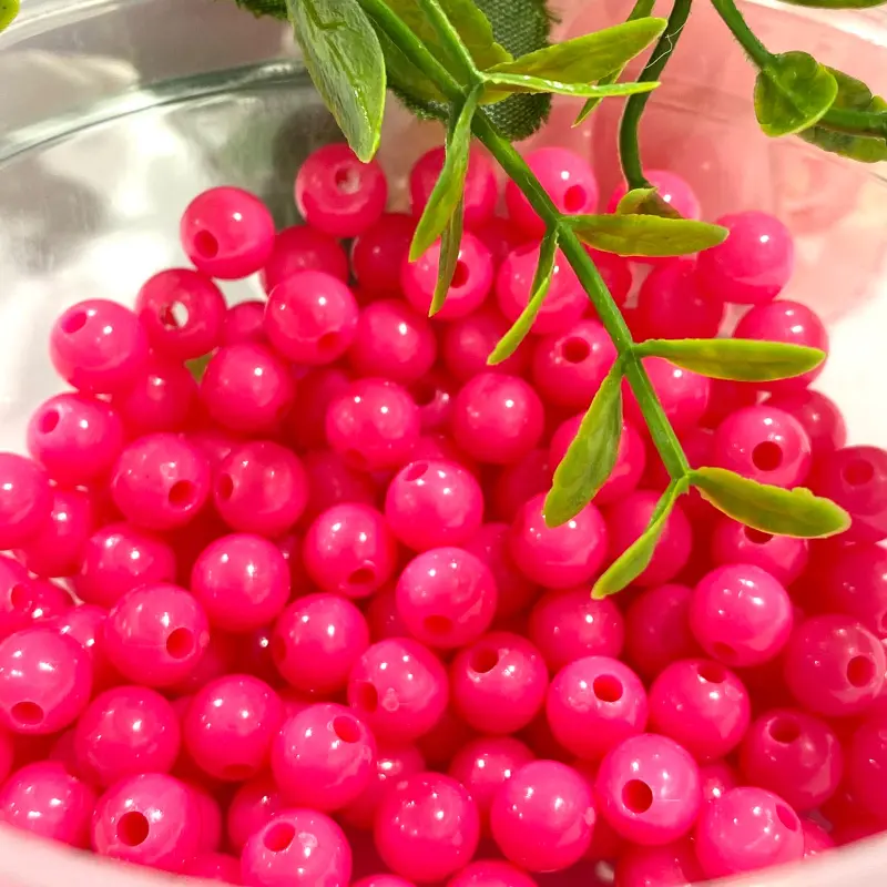 Bolas Leitosas Furo Passante para Pulseiras ou Colares - Rosa Pink Neon 236