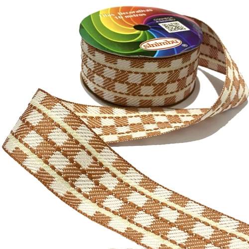 Fita Xadrez Sinimbu de inverno de 38mm - Caramelo 185