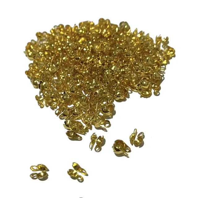 Terminal Tips em Metal Largura 3mm Folheado Ouro com 50 Unidades - Dourado