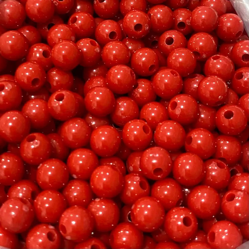 Bolas Leitosas Furo Passante para Pulseiras ou Colares - Vermelho 40