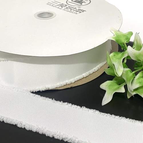 Fita de Gorgorão Sanding BORDAS DESFIADA de 38mm Por metro - Branco 05