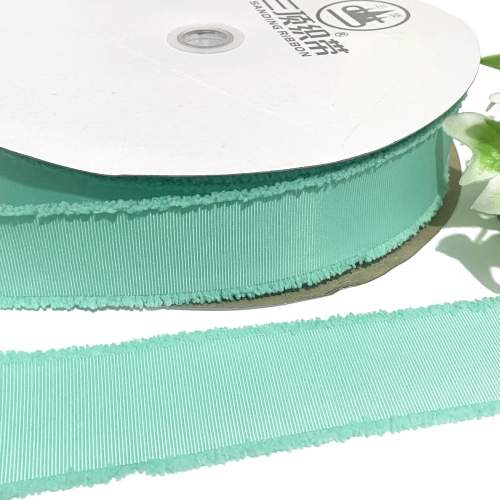 Fita de Gorgorão Sanding BORDAS DESFIADA de 38mm Por metro - Verde Tiffany 56