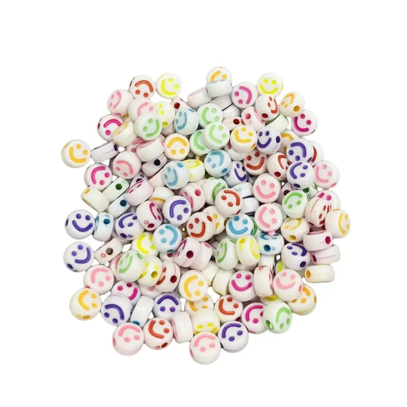 Redondo Entremeio Smile Branco com carinha cores mista 7mm Pacote de 25g gramas - Branco 01