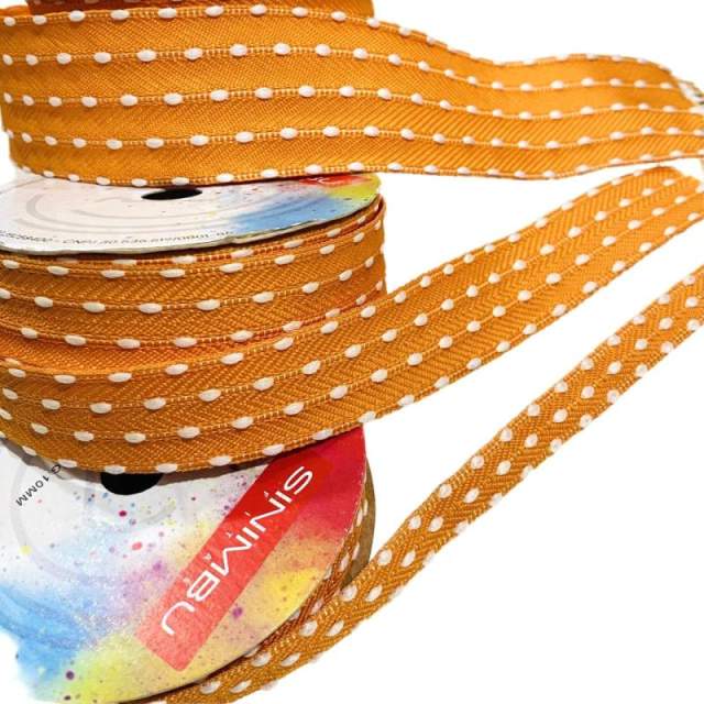 Fita Sinimbu Pompom Branco 1937 10m - Laranja 124