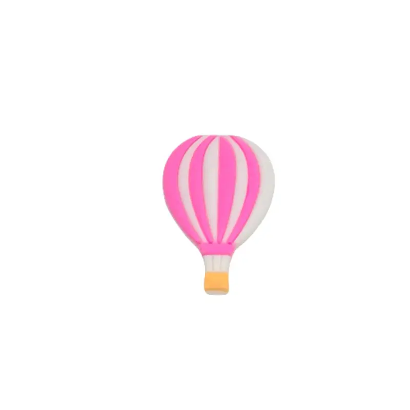 Aplique de Silicone Emborrachado Balão Rosa Claro com Branco