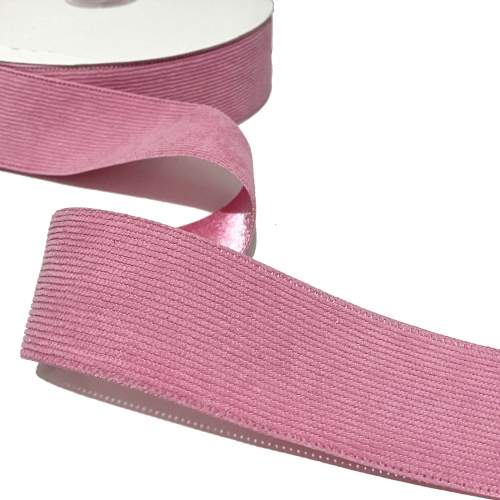 Fita de Veludo Cotelê (Dupla face) de 38mm (Venda Por Metros) - Rosa