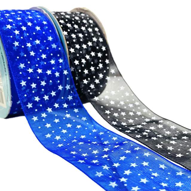 Fitas de Voal com estrelas brancas de 40mm com 10 metros