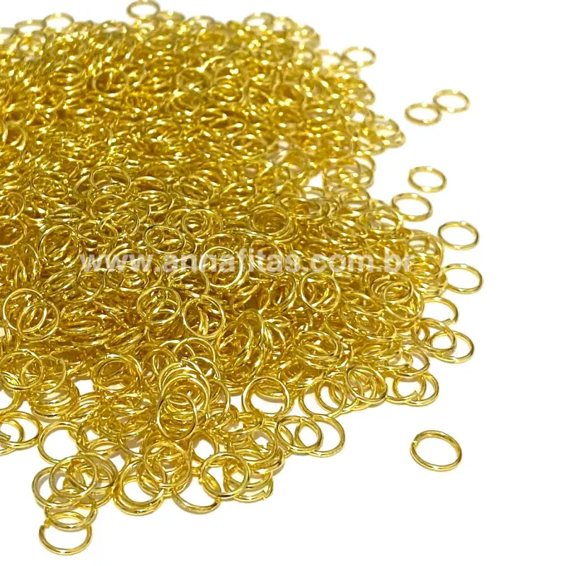 Argolinha de 6mm para pulseiras e a fins pacotinho com 20g Cor DOURADA - Dourado