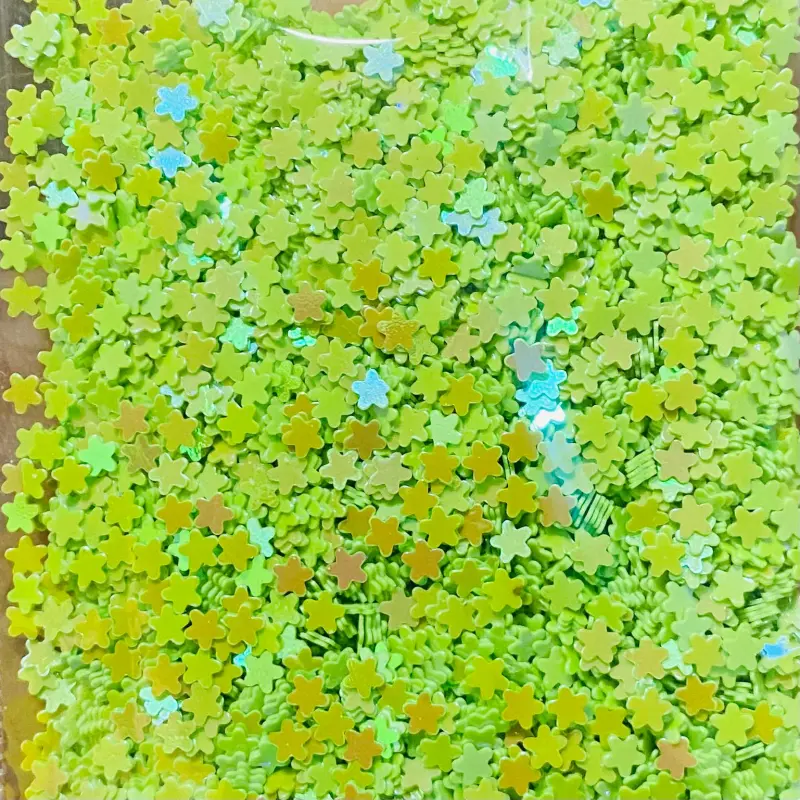 Apliques Confetes Paetê Estrela de 3mm com 15 gramas Cor VERDE LIMÃO - Verde Limão 98