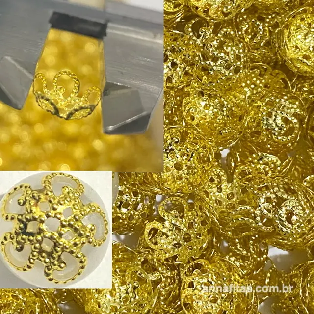 Tulipas de METAL cor OURO de 10mm com 10g aproximadamente 100 unidades - Dourado