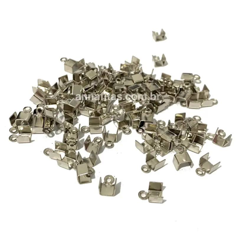 Terminal Tip quadrado em metal PRATA de 4mm com 50 unidades