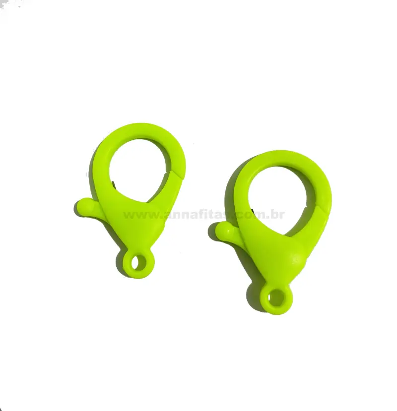 Mosquetão Fecho Lagosta em Plastico para Pulseira 2 unidades de 3,5cm VERDE NEON