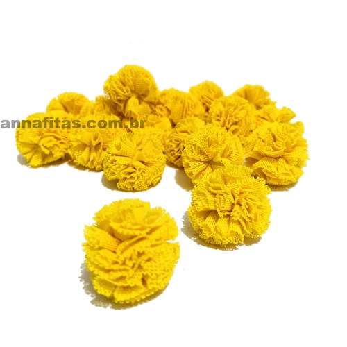 Pompom de Malha Poliéster - Amarelo Sol