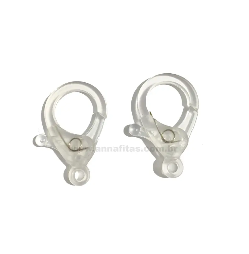 Mosquetão Fecho Lagosta em Plastico para Pulseira 2 unidades de 3,5cm TRANSPARENTE