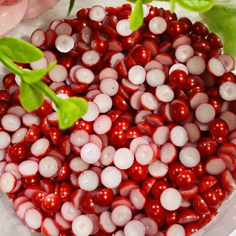 Meia Pérola em abs Vermelho de 6mm com 50g - vermelha