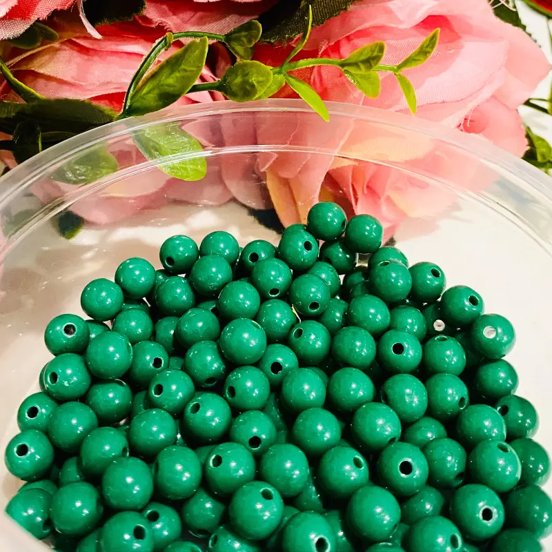 Bolas Leitosas Furo Passante para Pulseiras ou Colares - Verde Bandeira 109