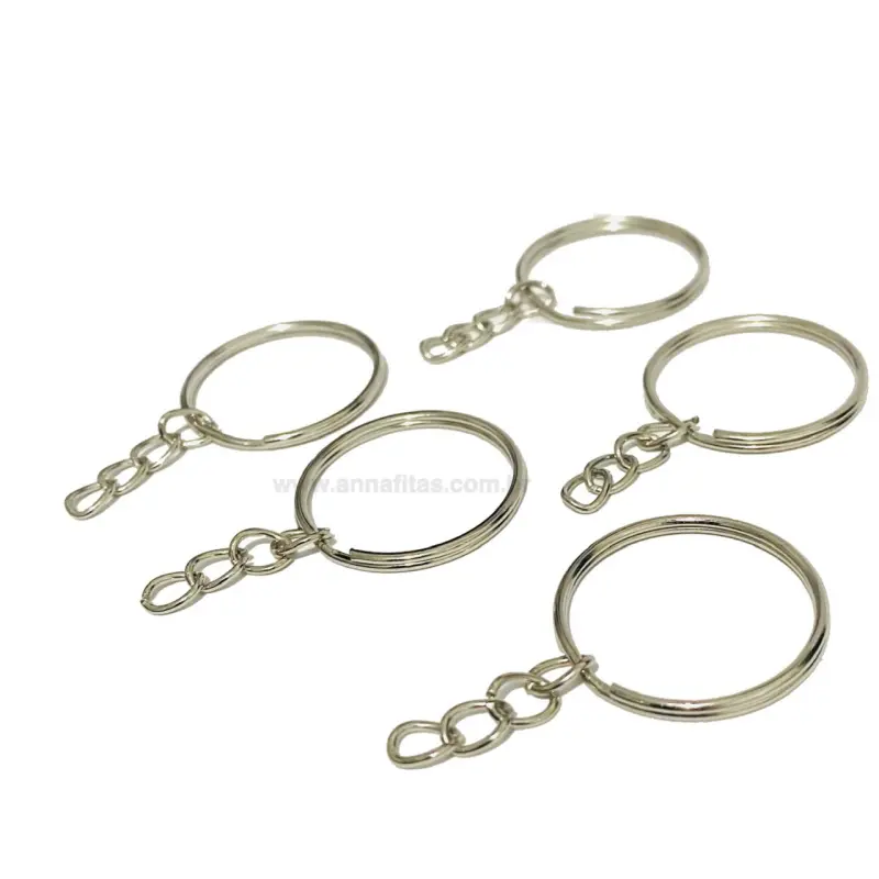 Argola de Metal de 25mm Para Chaveiro 5 unidades - Prata
