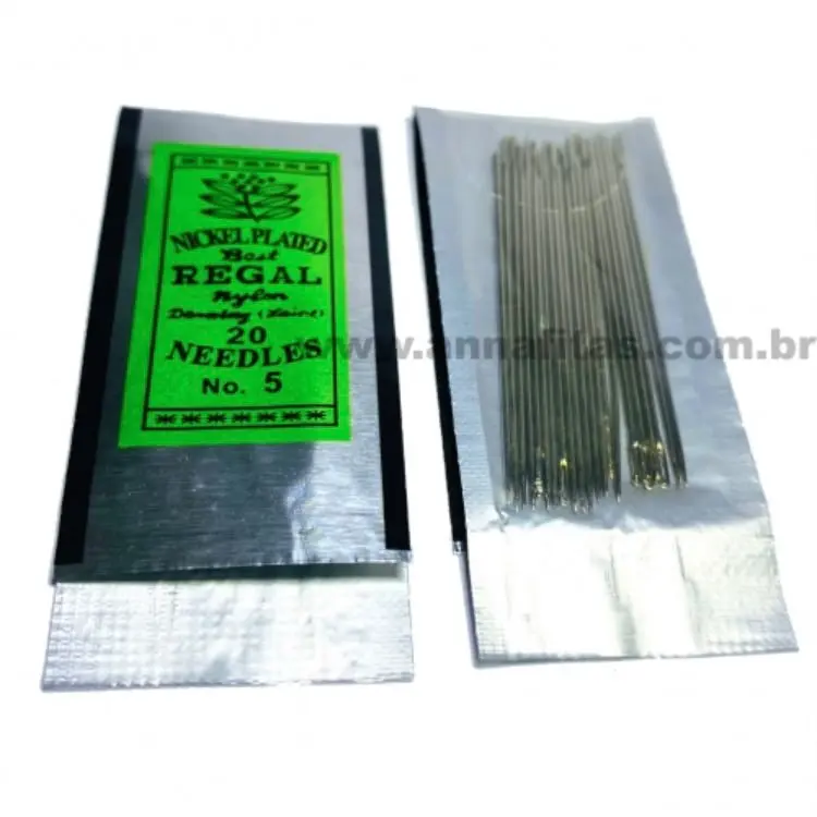Agulha para Costura tamanho 47,5mm X 0,8mm Nº05 com 20 unidades