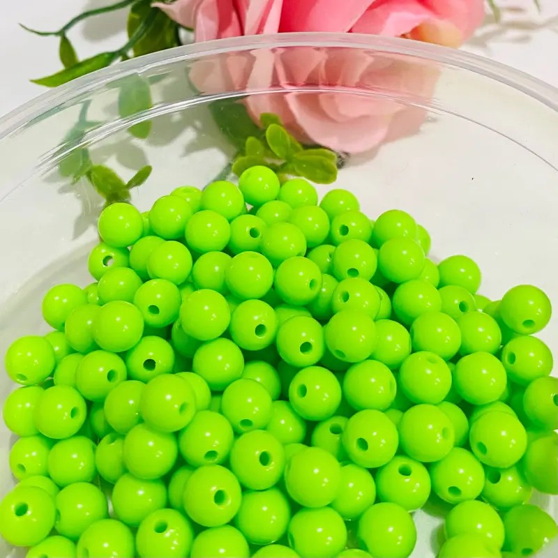 Bolas Leitosas Furo Passante para Pulseiras ou Colares - Verde Neon 17
