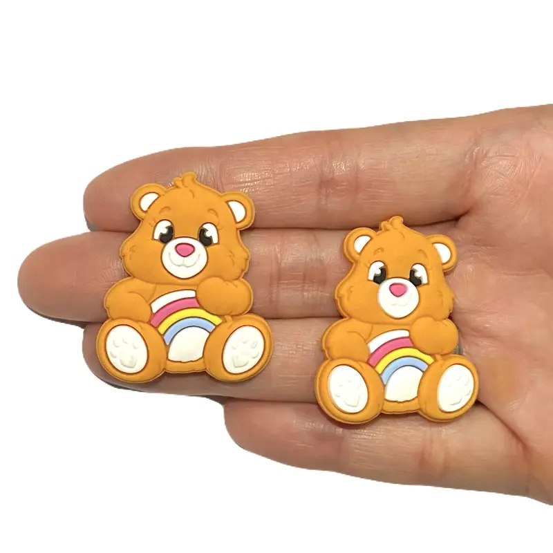 Aplique de Silicone Emborrachado Ursinho Carinhosos 3,8cm X 3,1cm - Laranja