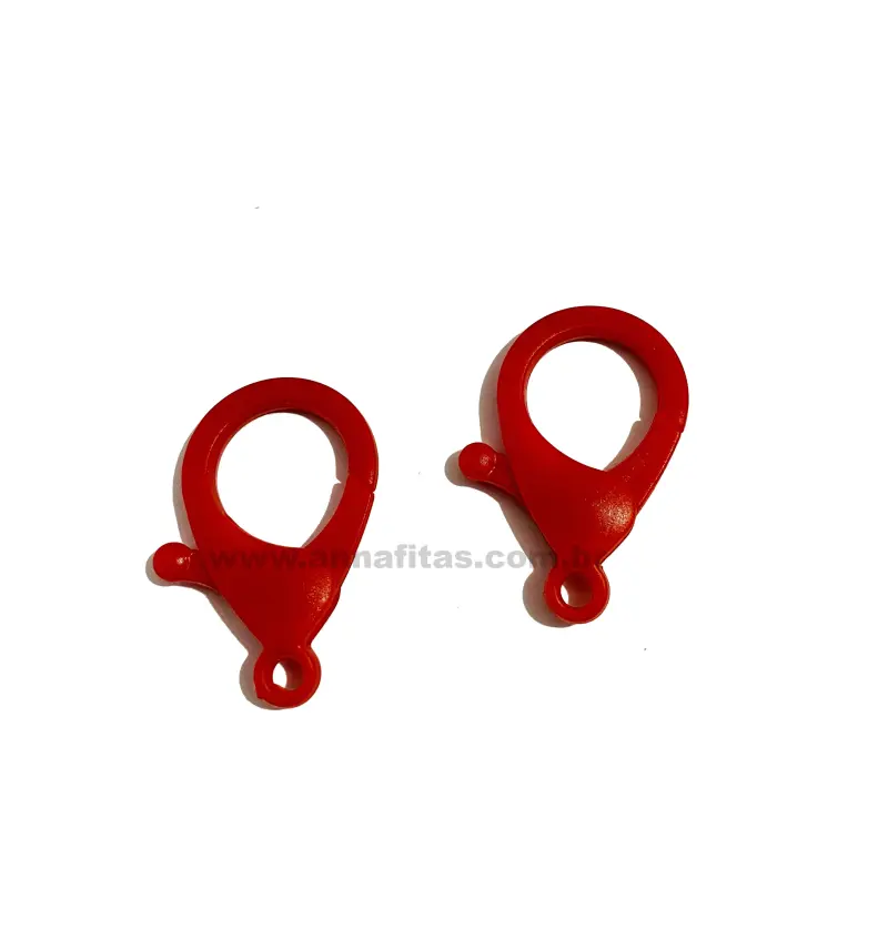Mosquetão Fecho Lagosta em Plastico para Pulseira 2 unidades de 3,5cm VERMELHO - vermelha