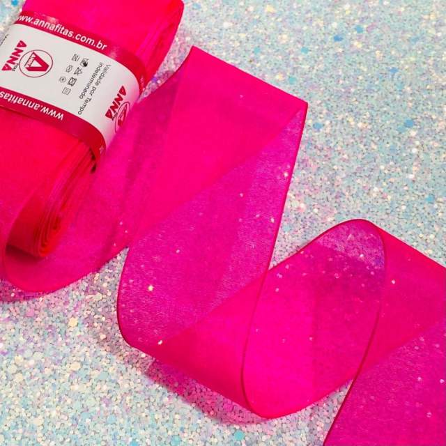 Fita de Organza 10m - Rosa Pink 14