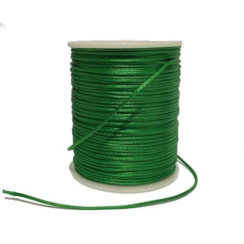 Rolo com 100 Metros de Cordão de Cetim Rabo de Rato - Verde Bandeira