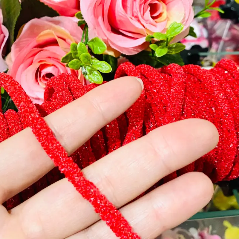 Tubo de Gliter/Paetê de 6mm com 1 metro Cor - VERMELHO - vermelha
