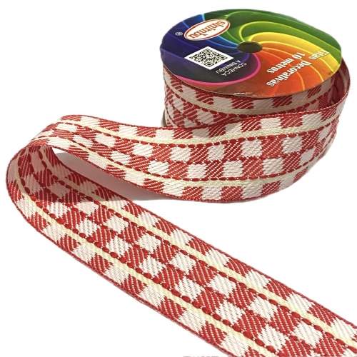 Fita Xadrez Sinimbu de inverno de 38mm - vermelha