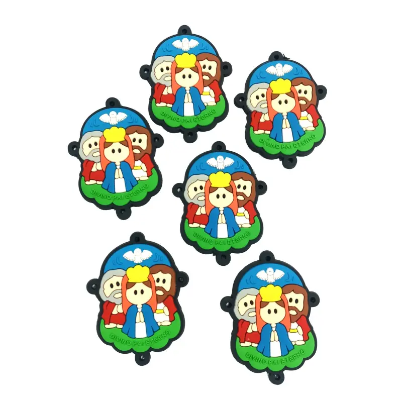 Aplique Entremeio Emborrachado Religioso para Terços Familia Azul 4cm X 5cm