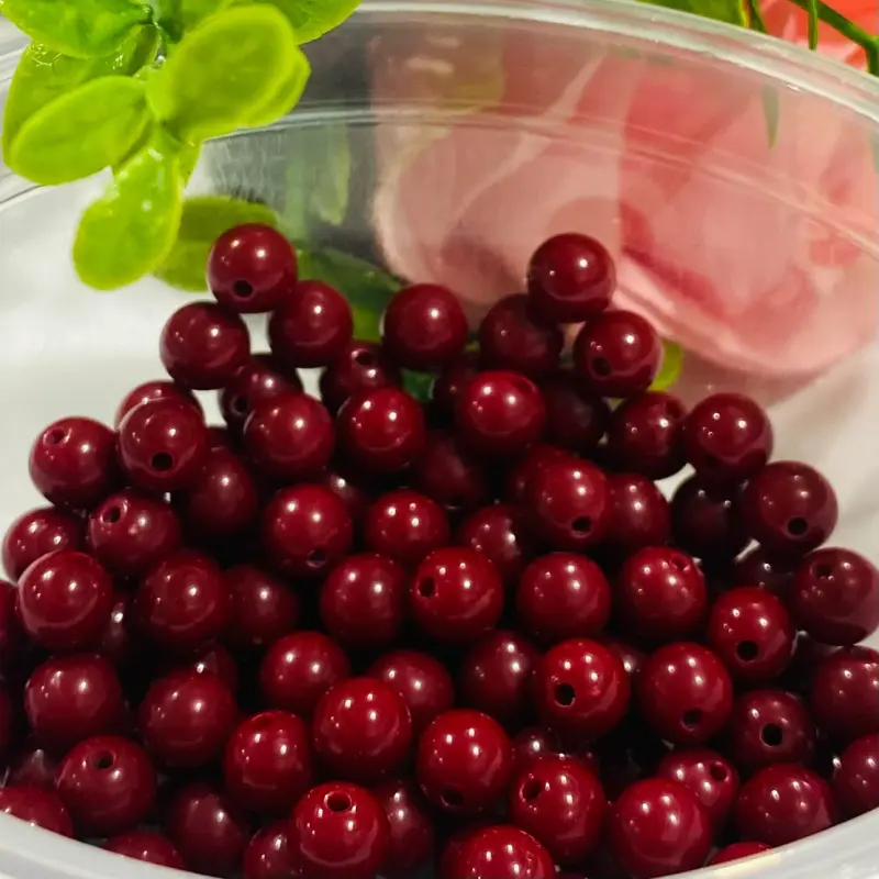 Bolas Leitosas Furo Passante para Pulseiras ou Colares - Marsala 054