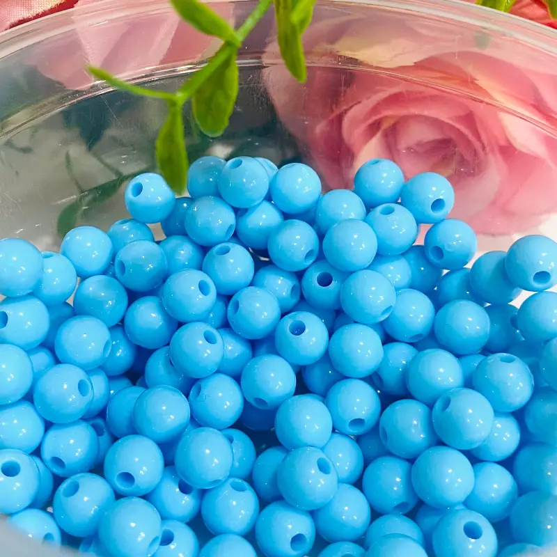 Bolas Leitosas Furo Passante para Pulseiras ou Colares - Azul Claro 180