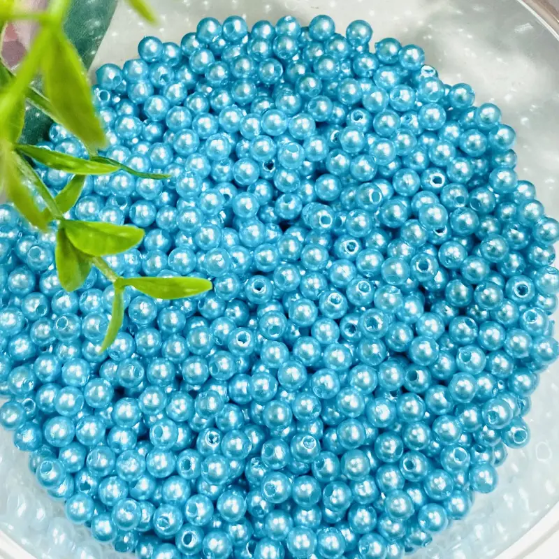 Pérolas Inteiras em ABS com Furo Passante de 4mm - Cor - 219 Azul Frozen