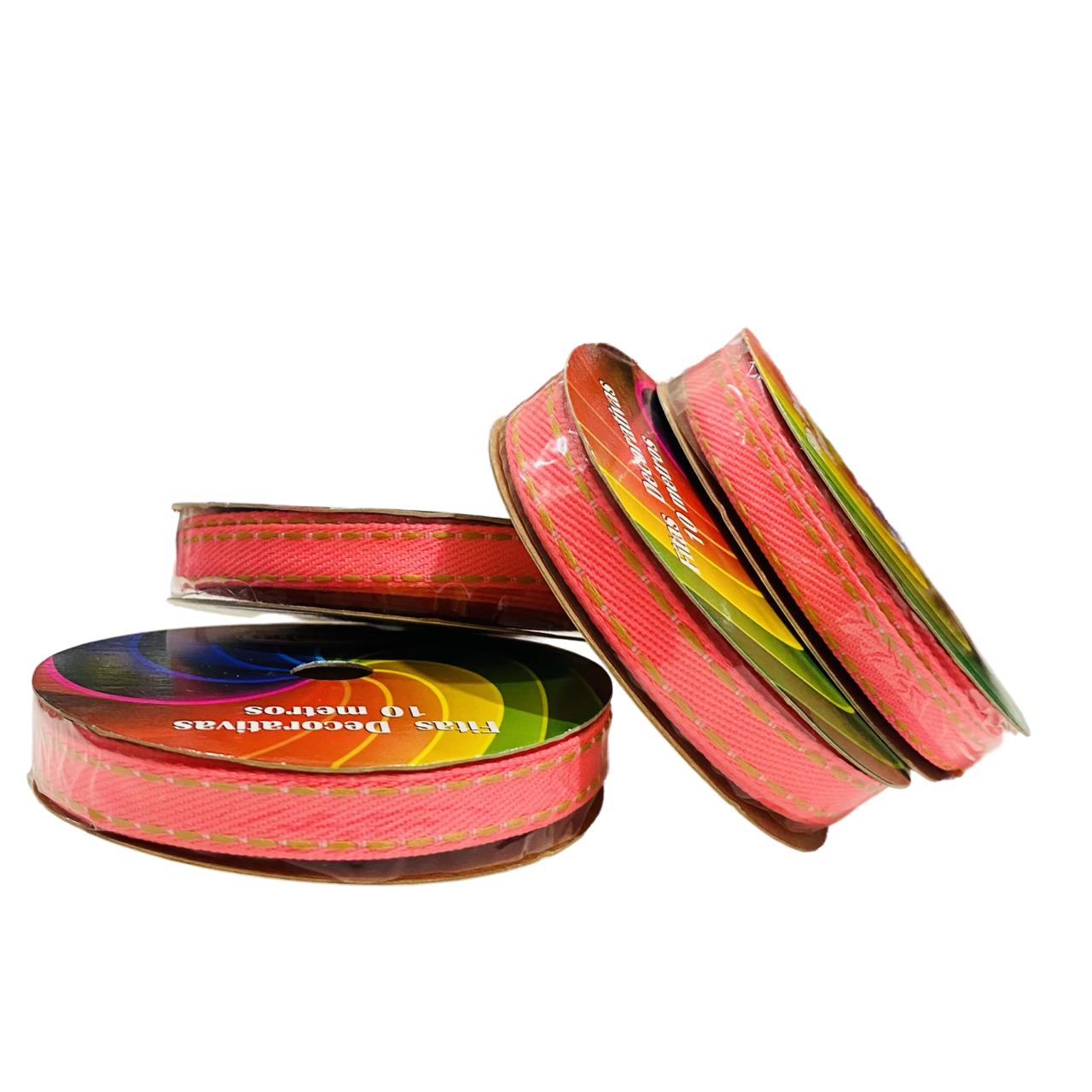 Fita Jeans Pesponto Marron 10m - Rosa Neon 249