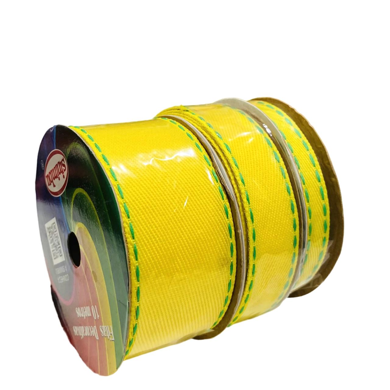 Fita Jeans Pesponto Amarelo e VERDE com 10 metros