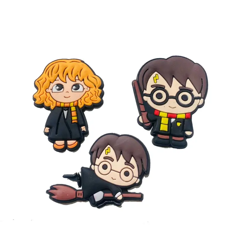 Aplique de Silicone Emborrachado Henry Potter com Varinha Mágica 4,8cm X 3,8cm - Preto