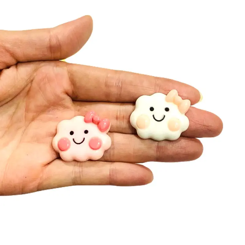 Aplique de Nuvens Plastico Branco com Rosa BB 3X3mm - Branco 01