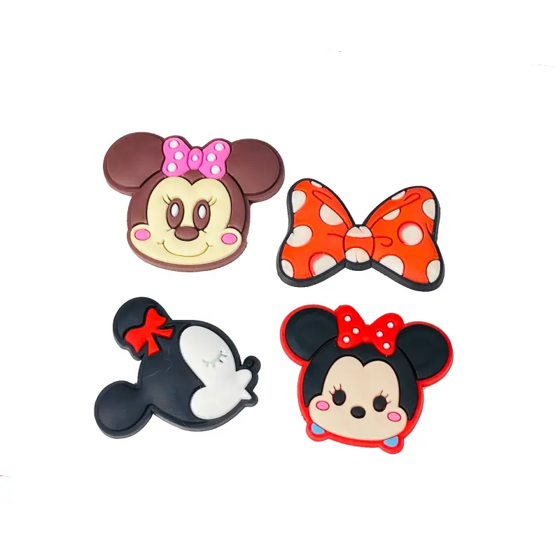 Aplique de Silicone Emborrachado Laço Minnie Vermelho Bolinha Branca 3,2cm X 2cm - vermelha