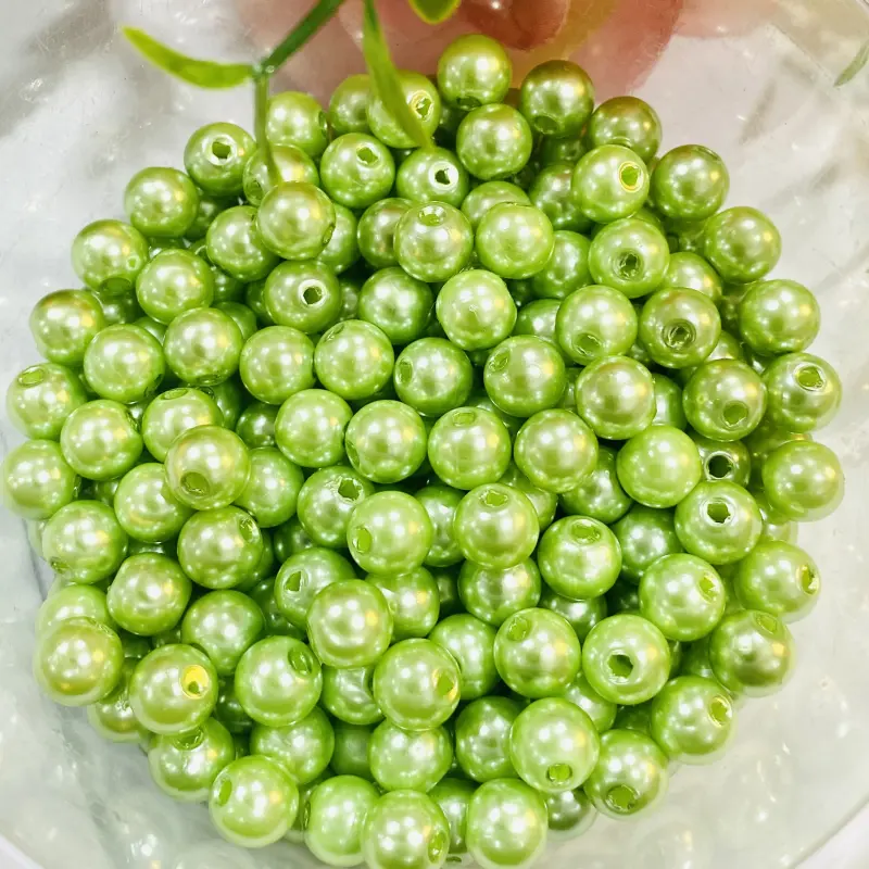 Pérolas Inteiras em ABS com Furo Passante de 8mm - Cor - 214 Verde Claro