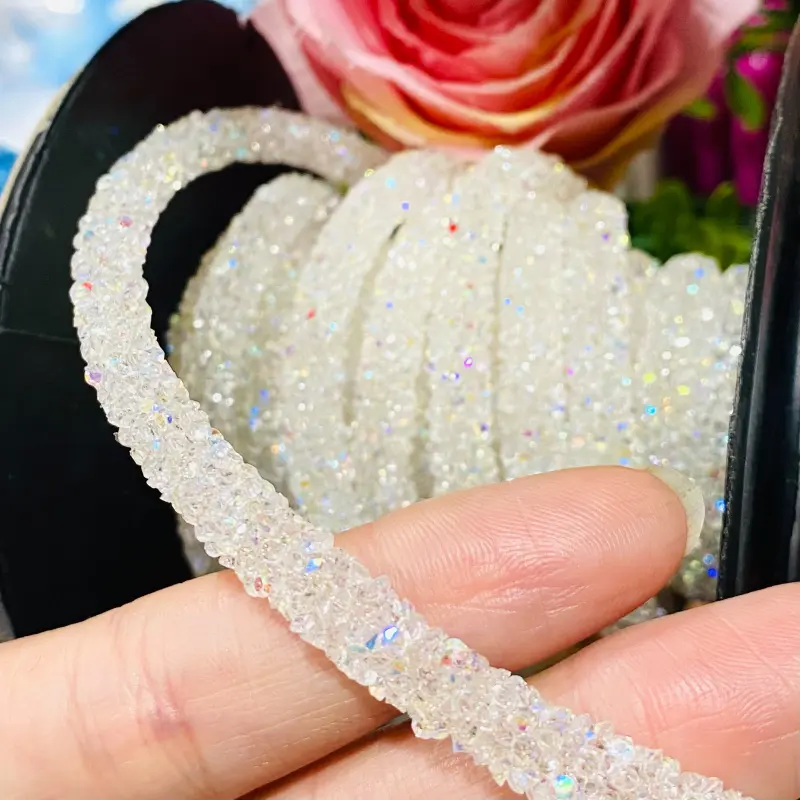 Tubo de Strass de 7mm com 1 metro Cor - Transparente