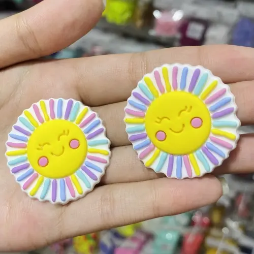 Aplique de Silicone Emborrachado Sol Candy 3,7cm - Tons Candy