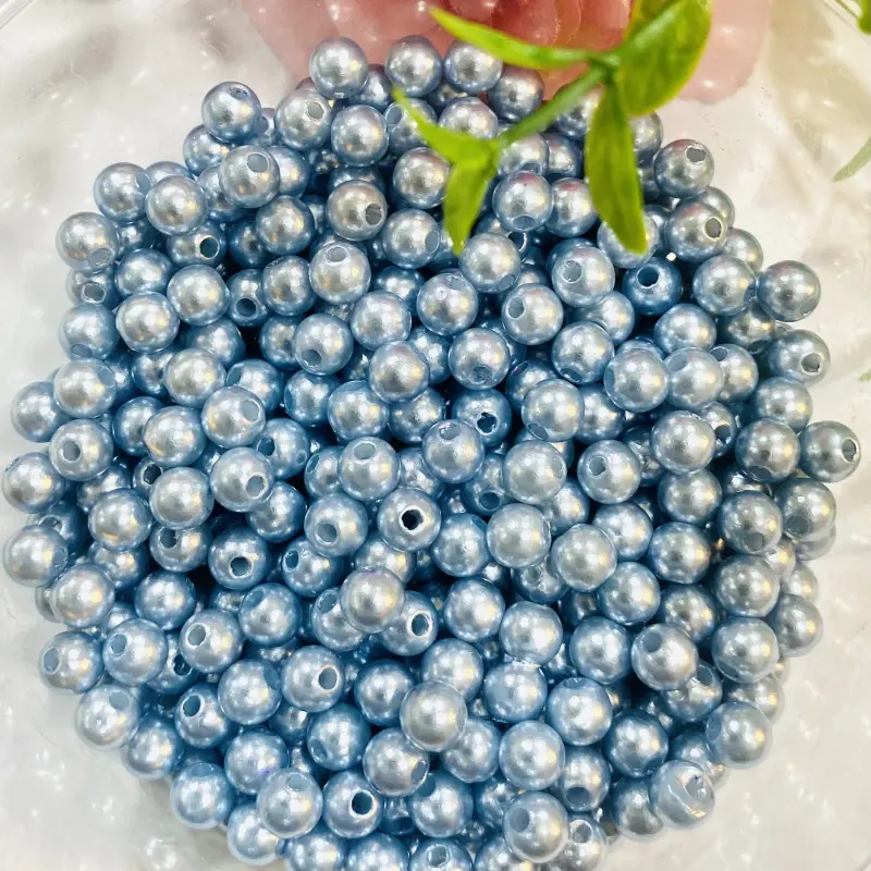 Pérolas Inteiras em ABS com Furo Passante de 6mm - Cor - 215 Azul Jeans