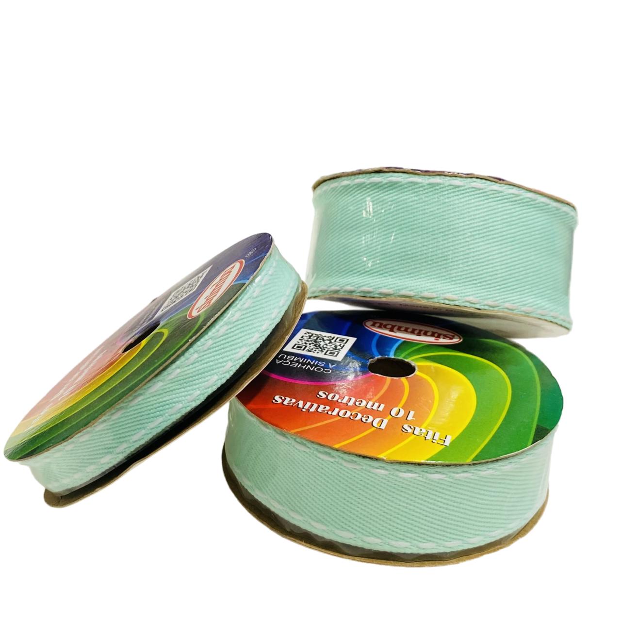 Fita Jeans Pesponto Branco 10m - Verde Menta 292