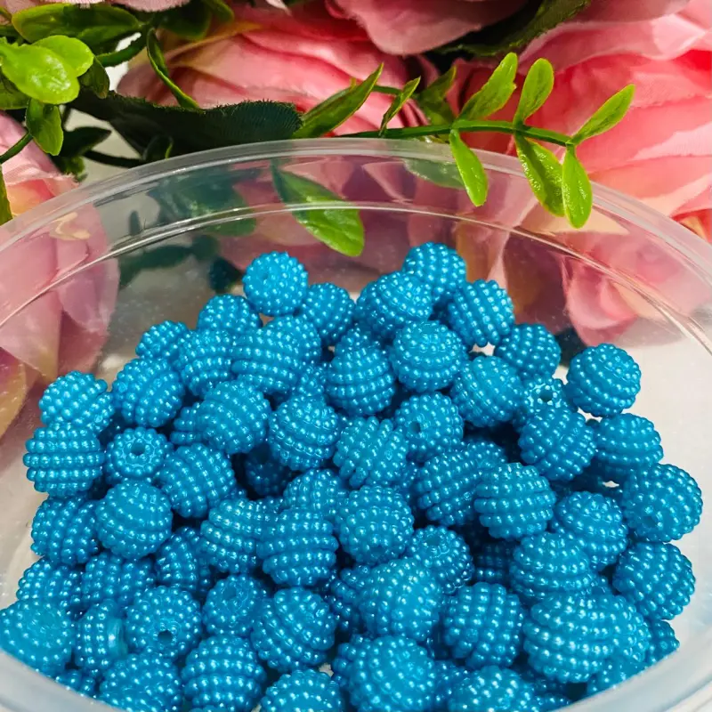 Pérolas Craquelada de 10mm em ABS Pacote com 50g mais o menos 120 bolinhas Cor - Azul Neturno - Perola Craquelada
