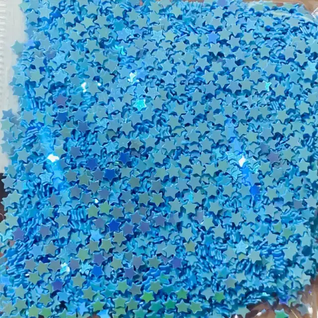 Apliques Confetes Paetê Estrela de 3mm com 15 gramas Cor AZUL FROZEN