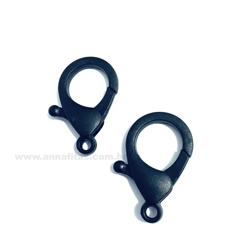 Mosquetão Fecho Lagosta em Plastico para Pulseira 2 unidades de 3,5cm PRETO