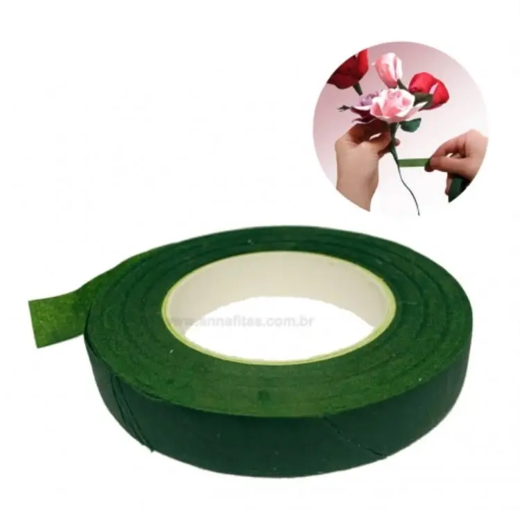 Fita Floral para artesanatos Verde de 12mm com 28 metros