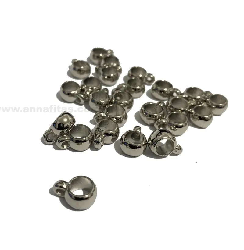 Entremeio Canequinha para Pulseiras em Zamak de 8mm Cor Prata 19 gramas 20 Unidades